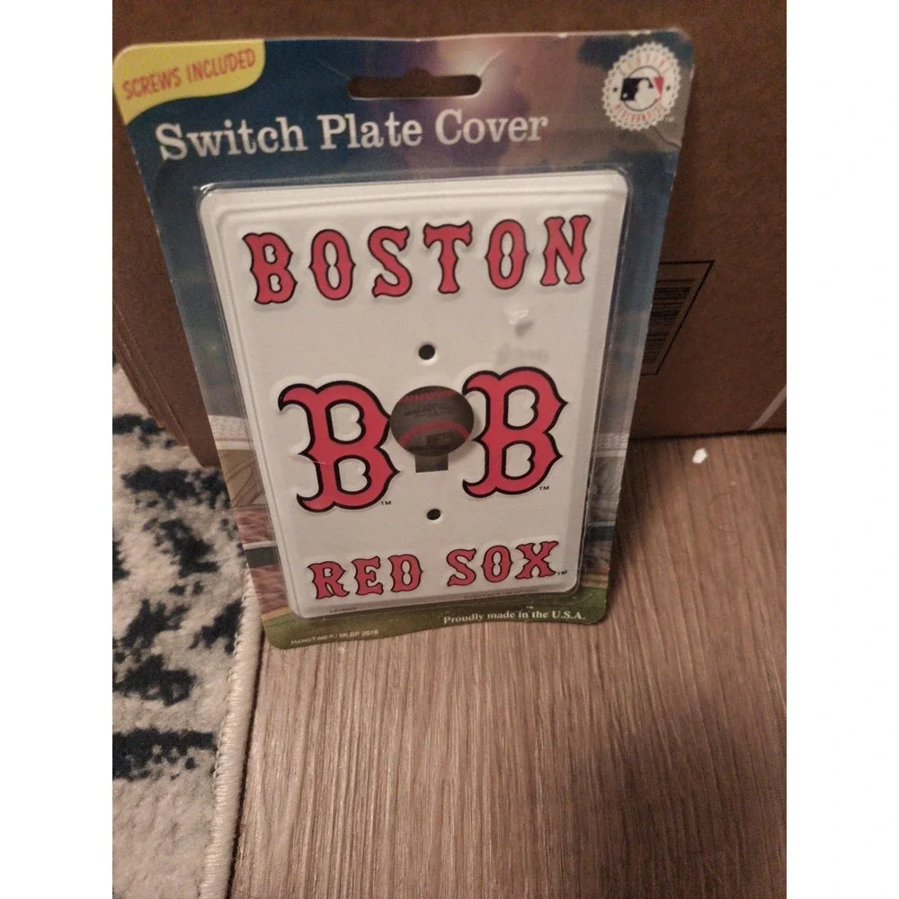 NEW Sealed Extra Large Boston Red Sox Metal Light Switch Plate Cover